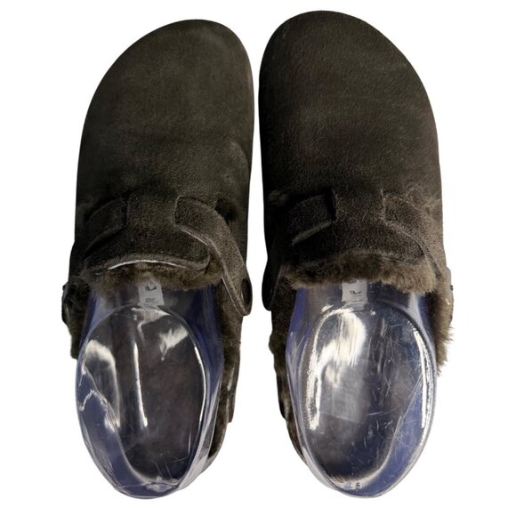Birkenstock Boston Shearling Mocha Suede Genuine Shearling Lined Size 35 New - Picture 15 of 16